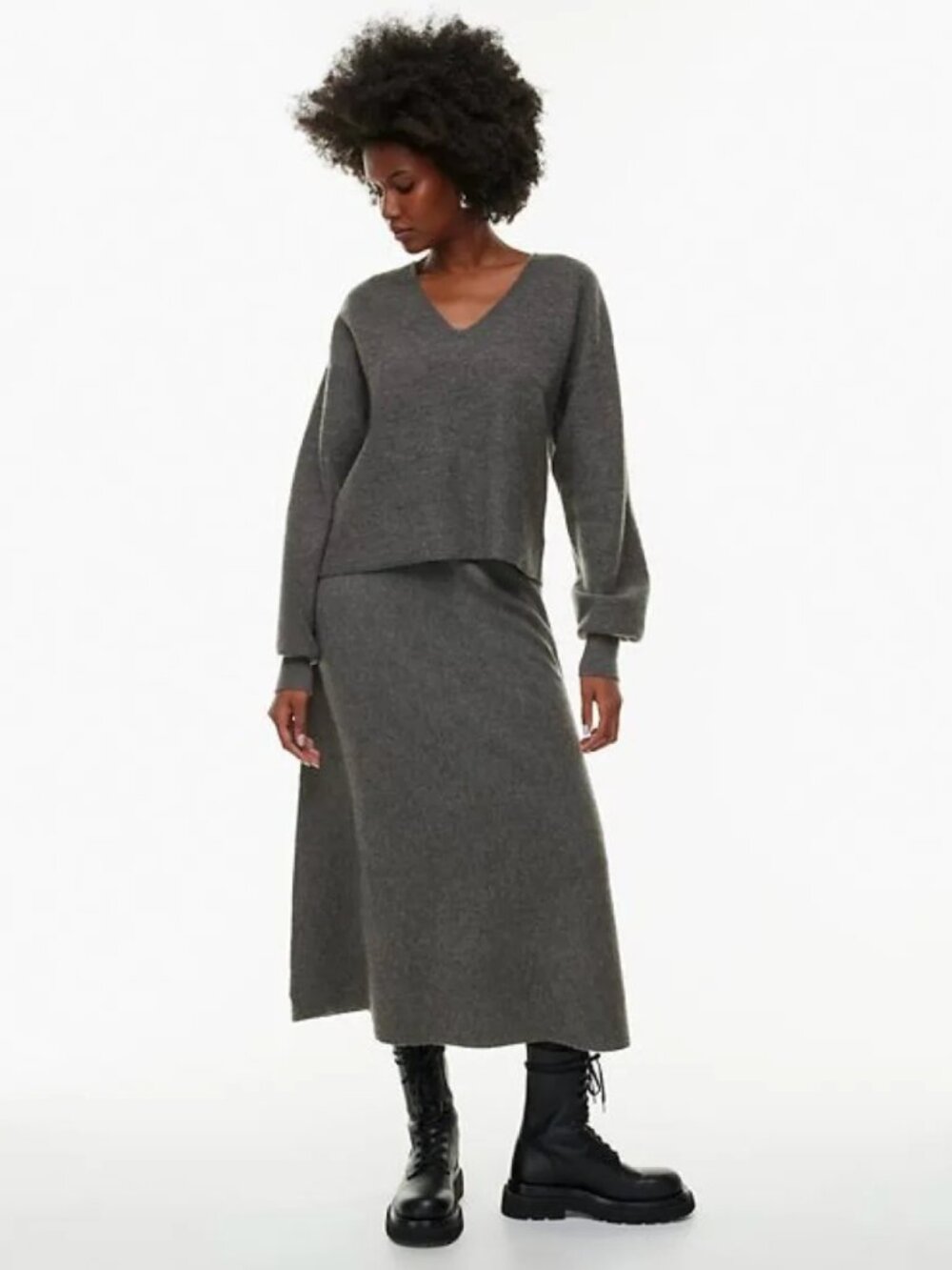 The Group by Babaton Boiled Wool Skirt Set in Grey, size Small
